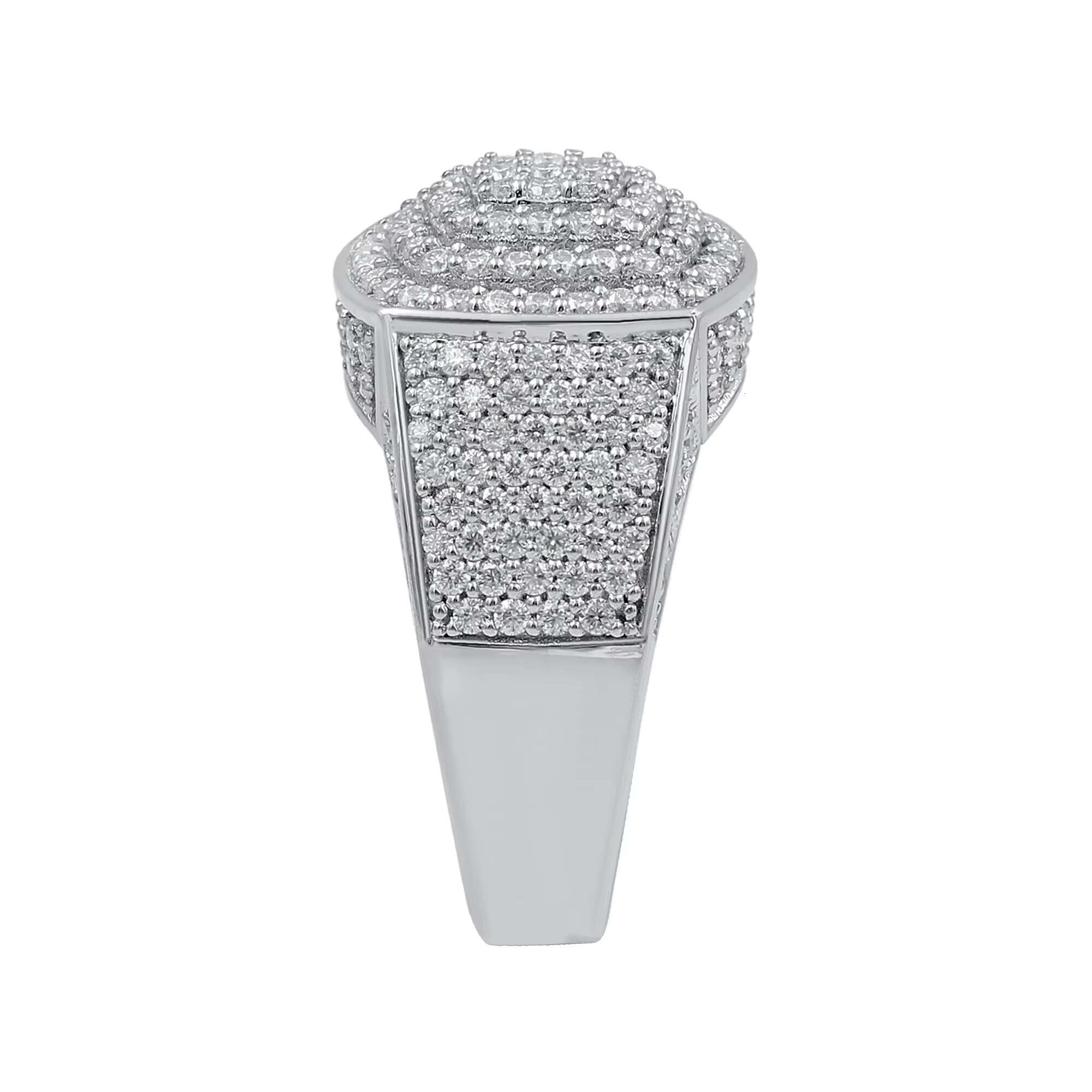Big Moissanite Iced Out Hip Hop Ring for Men Micro Paved Iced Out Synthetic Diamond Big Hollow Jewelry Gift for Him Boyfriend