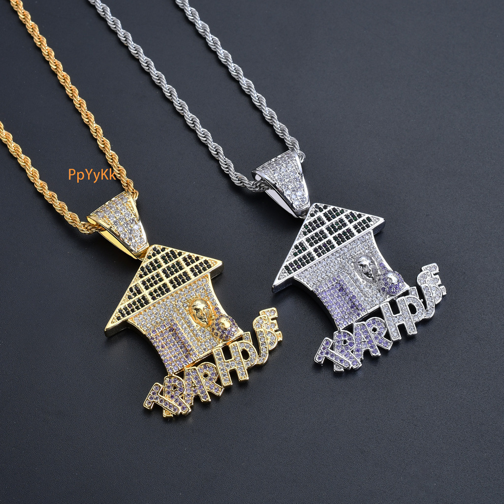 Luxury Moissanite Jewelry Trendy Hip Hop House Pendant Iced Out Full Diamond Necklace Hip Hop Accessory Pass the diamond tester