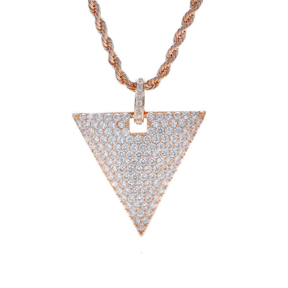 Hip Hop Men Triangle Diamond Inlaid Trendy Brand Geometric Moissanite Statement Pendant Pass the diamond tester