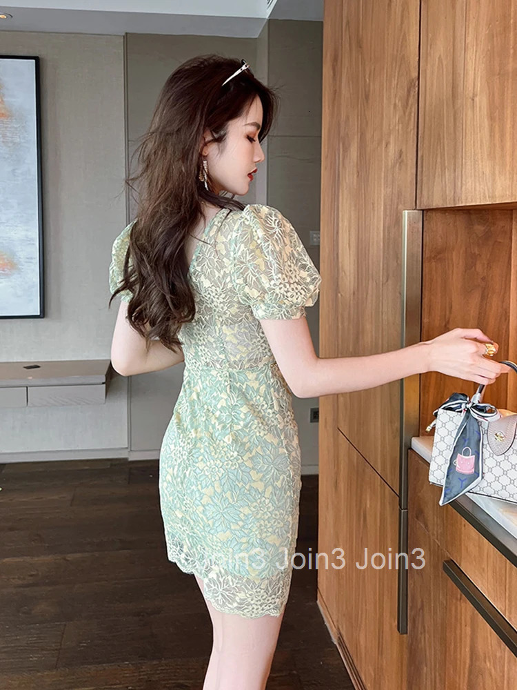 Summer Elegant Women Evening Dress Diamond Sheer Lace Floral Short Sleeve V-Neck Slim Mini Club Beach Lady Femme Mujer Vestidos