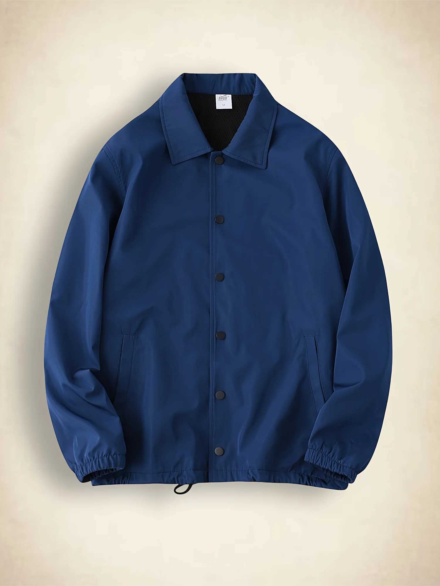 Mens Casual Zip-Up Jacket - Vibrant Red Polyester Long Sleeve Coat with Chest Pockets Machine Washable Regular Fit for Autumn W250623