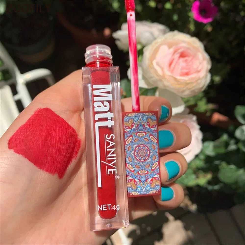 SANIYE Brand Makeup Nude Lip Gloss Waterproof Liquid Matte Lipstick Long Lasting 4g Quick Dry Red Lip Gloss Cosmetics XJ250623