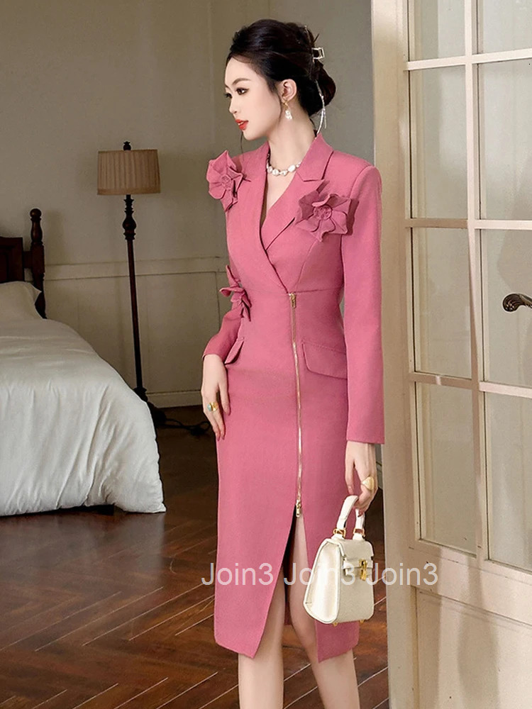 New Fashion Lady Blazer Business Work Style Formal Occasion Pencil Dress Women Clothes Elegant Office Commute Slim Midi Vestidos