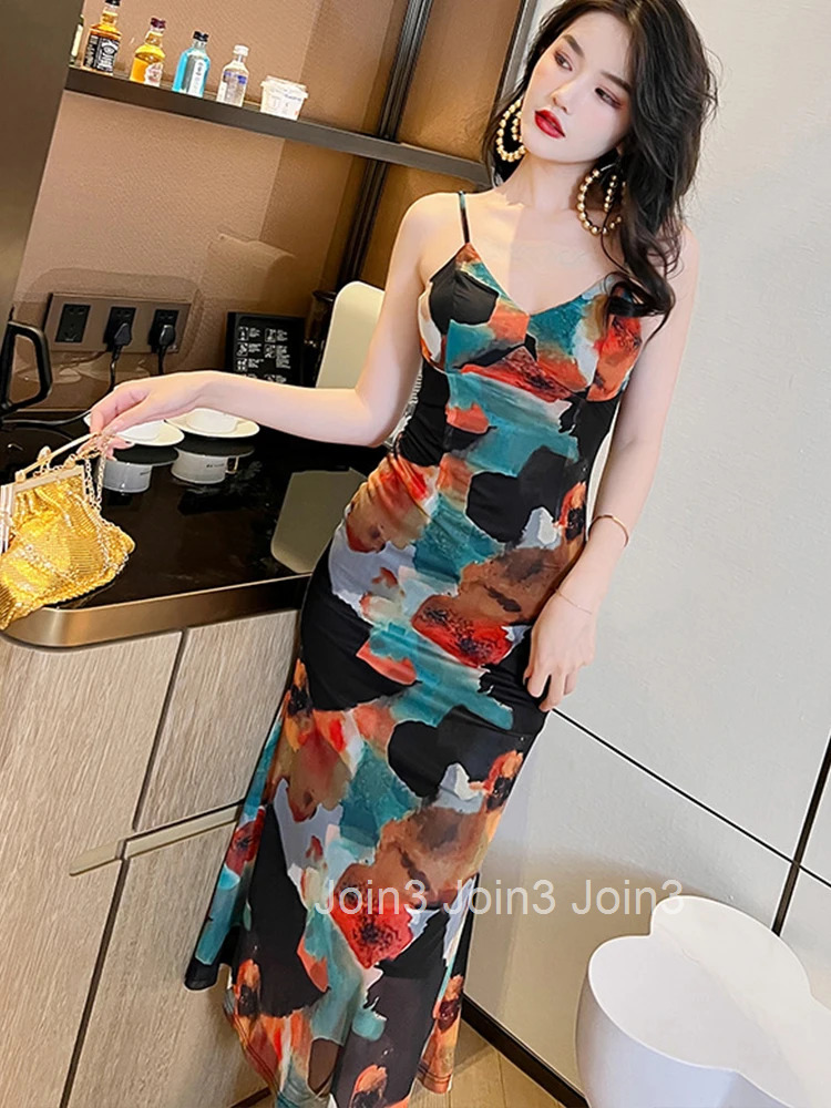 Korean Elegant Women Evening Dress Vintage Sexy V-Neck Skinny Slim Midi Party Club Beach Stretchy Lady Robe Femme Mujer Vestidos