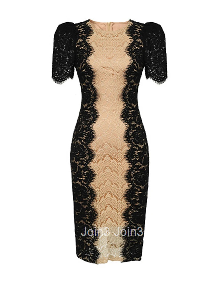 New Summer Fashion Lady Lace Classic Vintage Pencil Dress Women Elegant Office Short Sleeve Slim Party Vestidos Stretchy Clothes