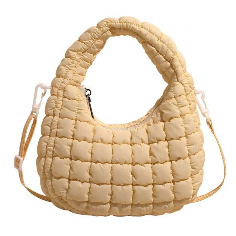 Korean Style INS Versatile Fashion Dumpling 2025 Summer New Cotton Padded Pleated Quilted Shoulder Bag Trendy Feel