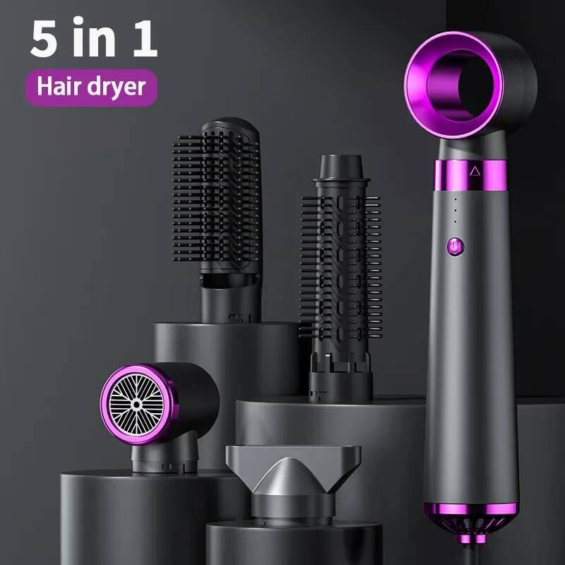 Multifunction 5 in 1 Hot Air Automatic Curling Rod Straight Comb Hair Dryer Salon Style Tool Fast Dry