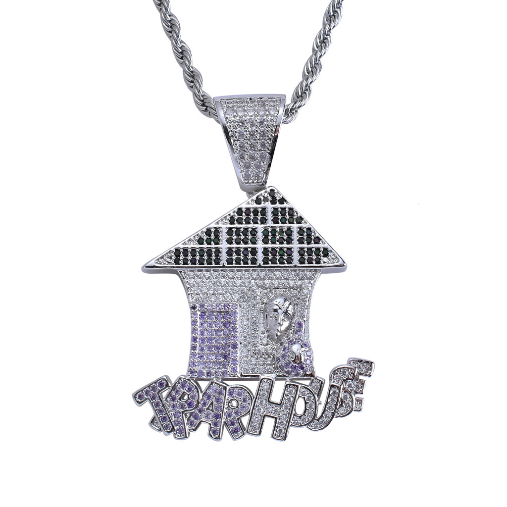 Luxury Moissanite Jewelry Trendy Hip Hop House Pendant Iced Out Full Diamond Necklace Hip Hop Accessory Pass the diamond tester