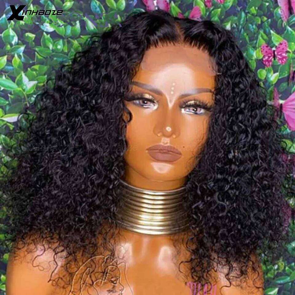 200% Density 13x6 Lace Frontal Human Hair Deep Jerry Kinky Curly Glueless Brazilian Remy Bleached Knots 5x5 Silk Top Wigs