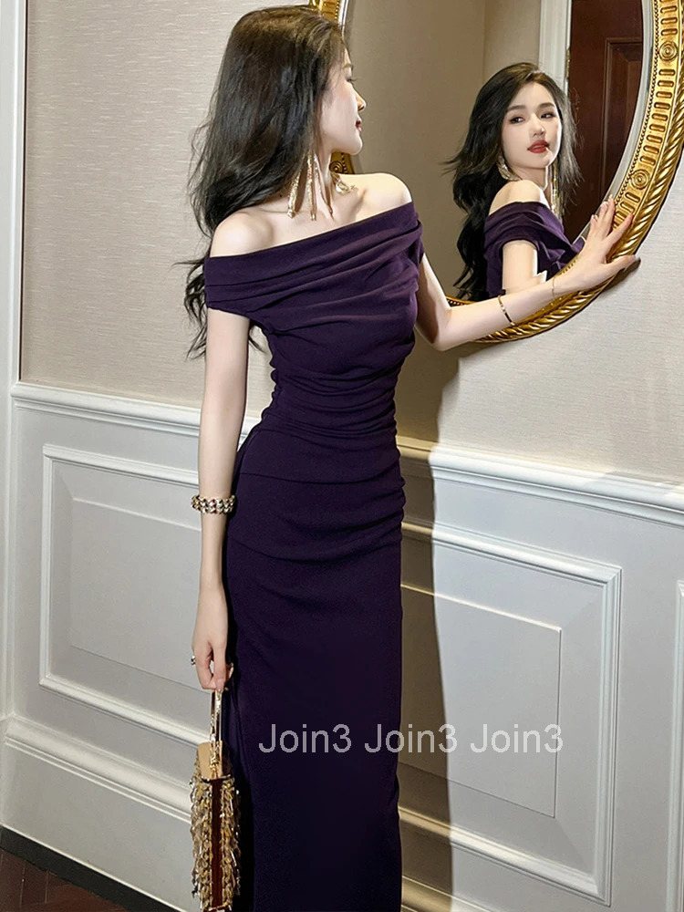 Summer Evening Dress Elegant Women Sexy Off-Shoulder Bodycon Midi Party Gown Robe Femme Mujer Vestidos Fiesta Stretchy Clothes