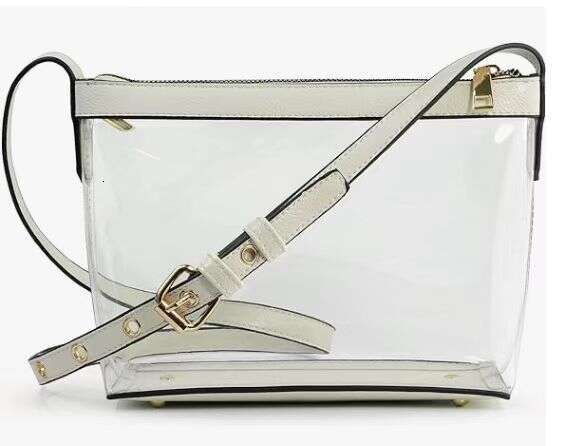 New Crossbody Bag with Zipper, Leather Decorated Sports Transparent Shoulder Bag, Simple Design