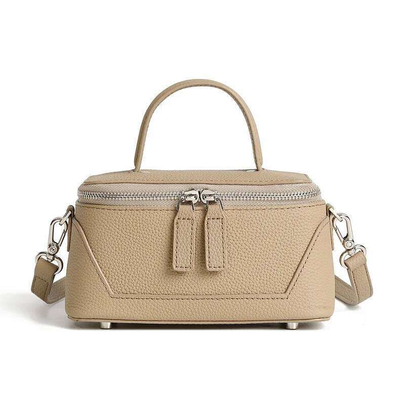Head layer cowhide lunch box crossbody 2025 new hand-held shoulder bag, makeup genuine leather women's bag