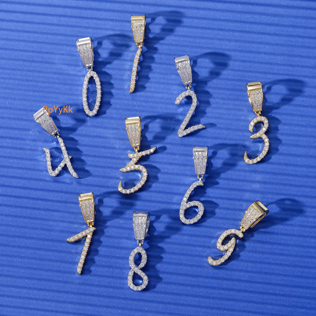 New Custom Hip Hop Number Letter Pendant Necklace Iced Out Simple Luxury Moissanite Jewelry Pass the diamond tester