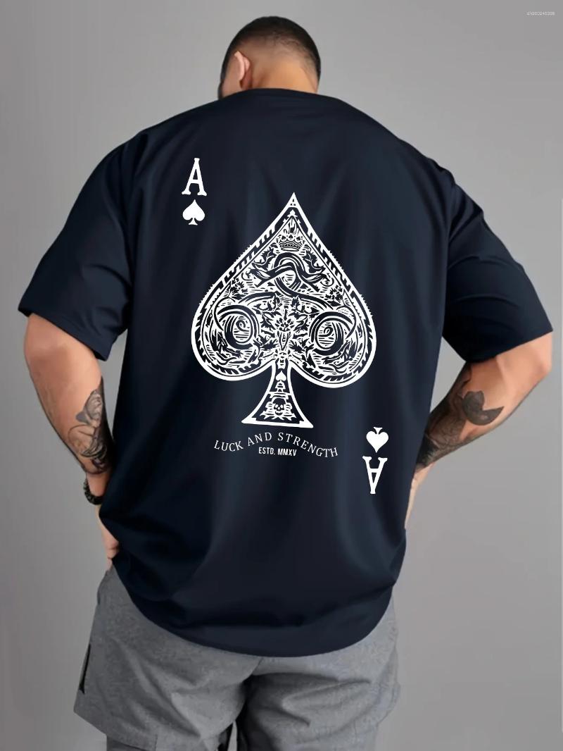 Men's T Shirts Ace Of Spades Poker Print Casual T-Shirt - Soft Polyester Blend Crew Neck Short Sleeves Machine Washable