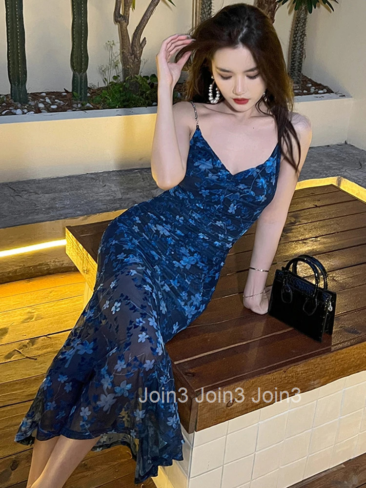 Mesh Women Evening Dress Retro Sheer Floral Strap Backless Bandage Slim Midi Party Club Beach Robe Femme Mujer Vestidos Summer