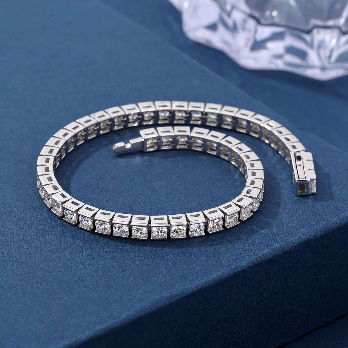 Hip Hop Tennis Diamond Bracelet 925 Silver Moissanite Womens Bracelet with GRA Certificate 3mm Fashion Mens Tennis Chain