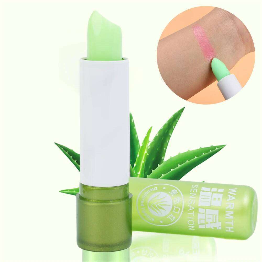 1PC Moisture Lip Balm Long-Lasting Natural Aloe Vera Lipstick Color Mood Changing Long Lasting Moisturizing Lipstick Lips Makeup