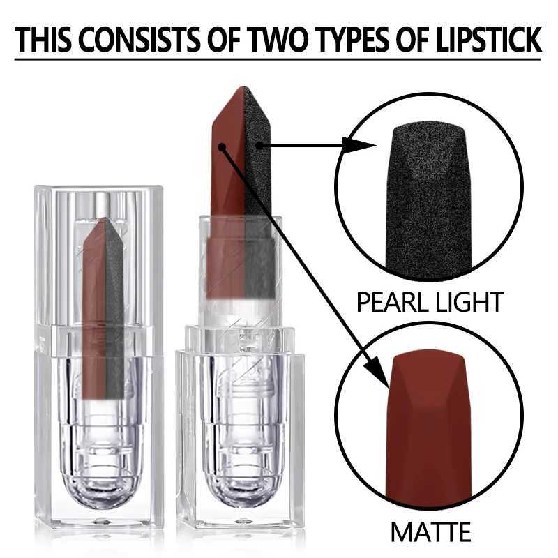 Two-tone lipstick pearl matte lasting waterproof romantic holiday gift XJ250623