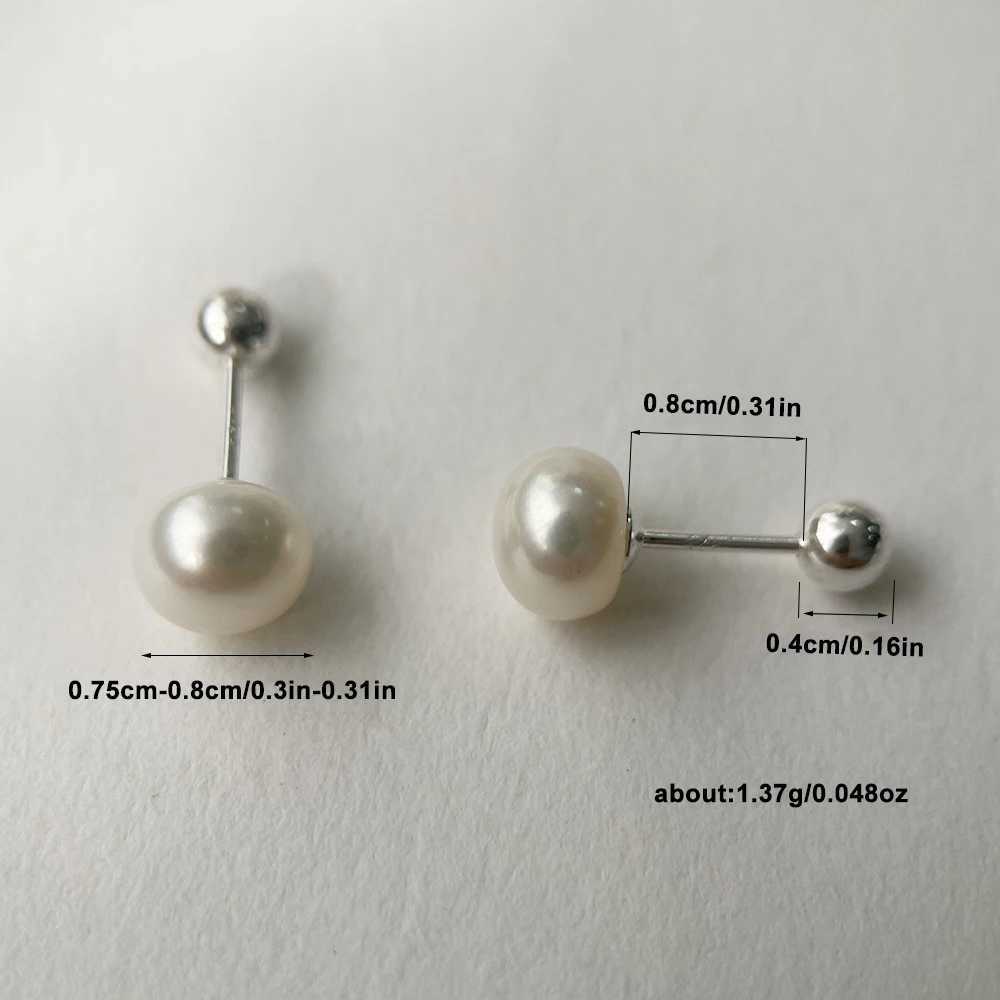 Real 925 Sterling Silver Bread-type Natural Freshwater Pearl Screw Back Stud Earrings For Women Girls Piercing Jewelry XJ250623
