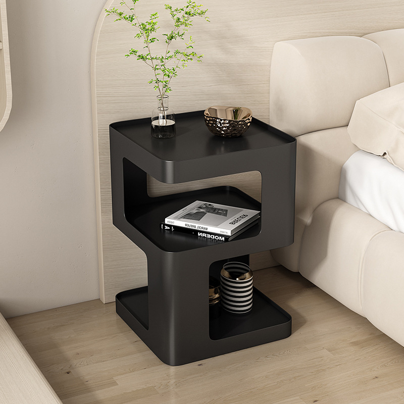 B6236 Small apartment modern simple bedside cabinet creative light luxury style black living room sofa side table