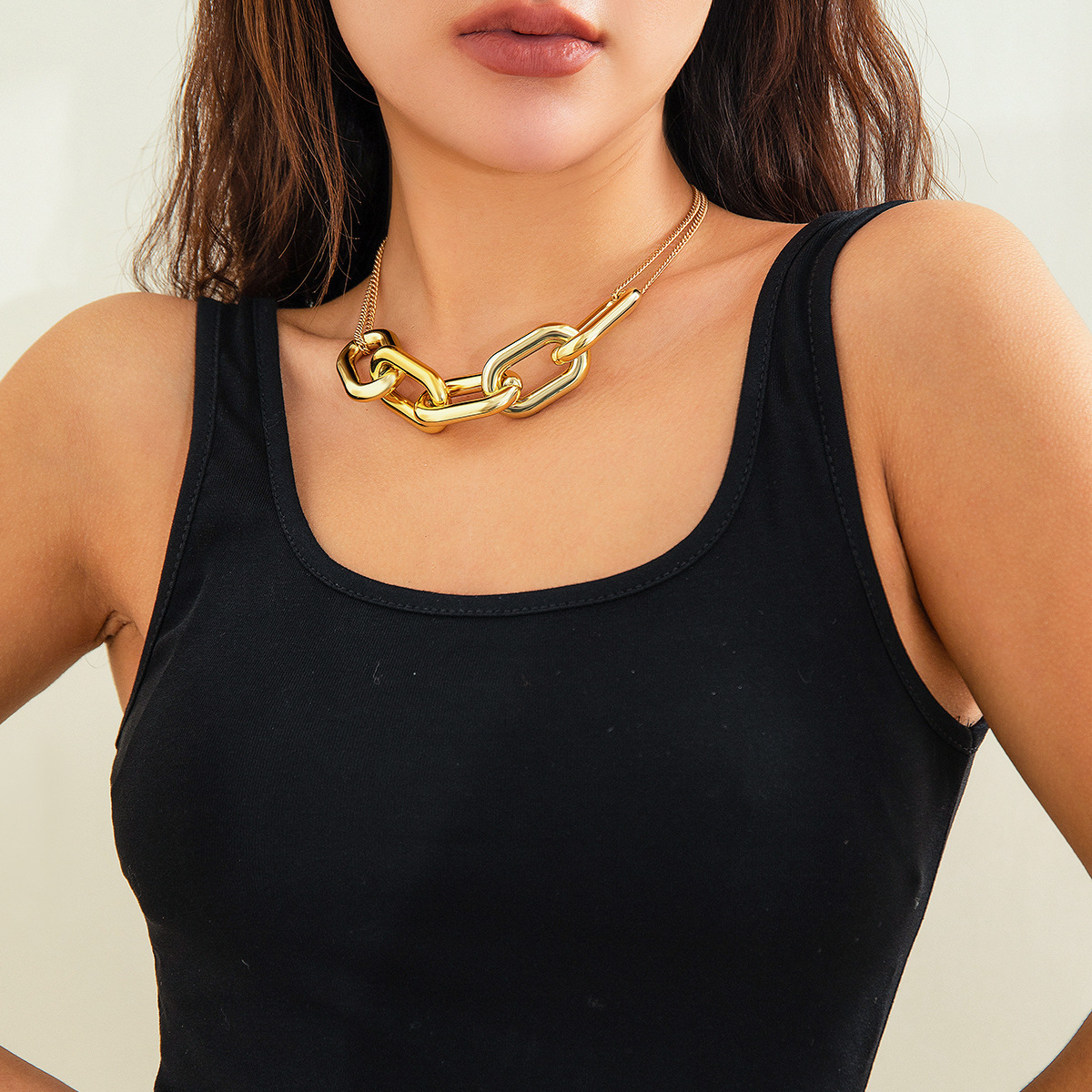 Accessories Exaggerated Punk Metal Choker for Women Simple Chain Geometric Personality Necklace