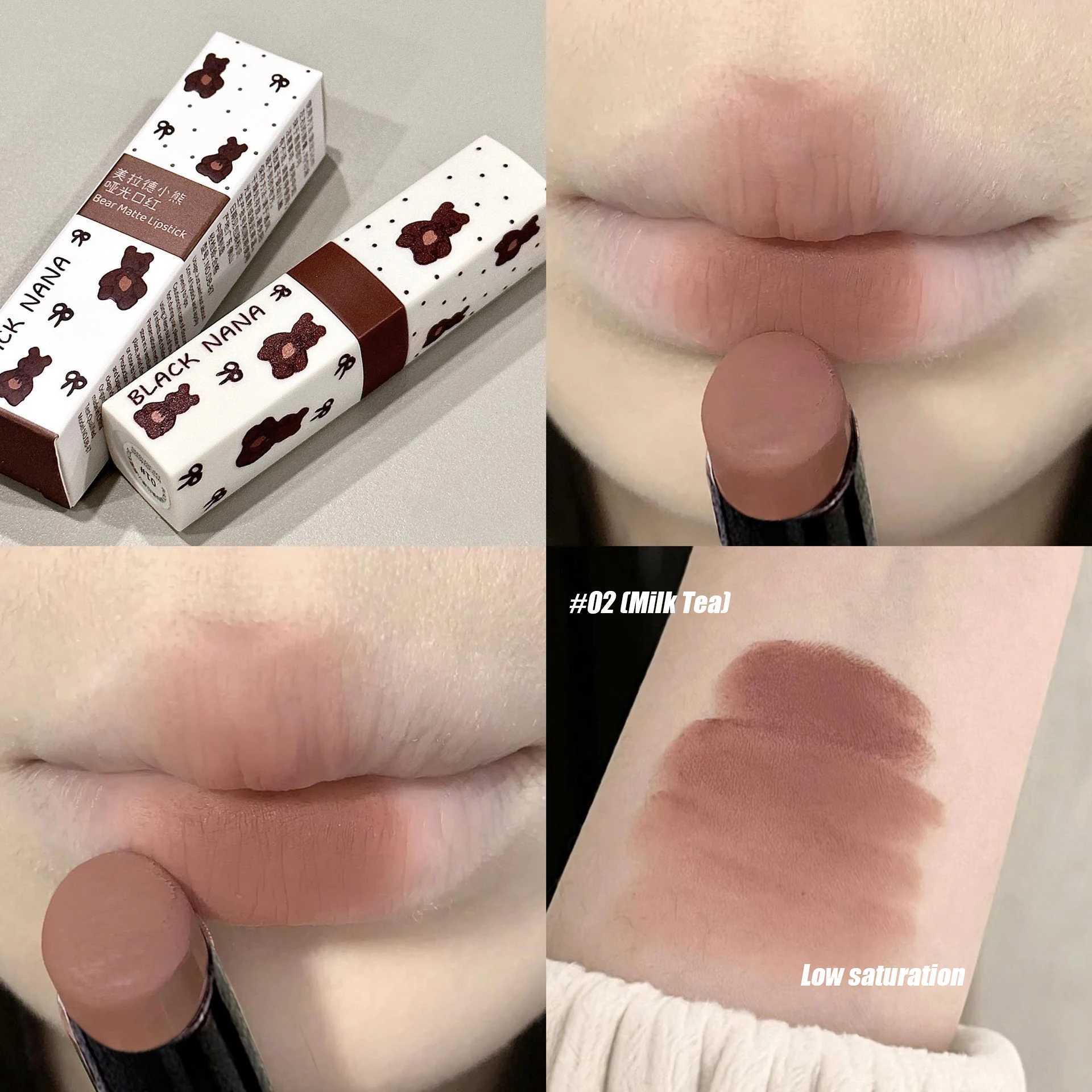 1pc Waterproof Matte Coffee Brown Lipstick Moisturizing Long Lasting Not Easy To Fade Low Saturation Rose Pink Brown Lip Gloss XJ250623