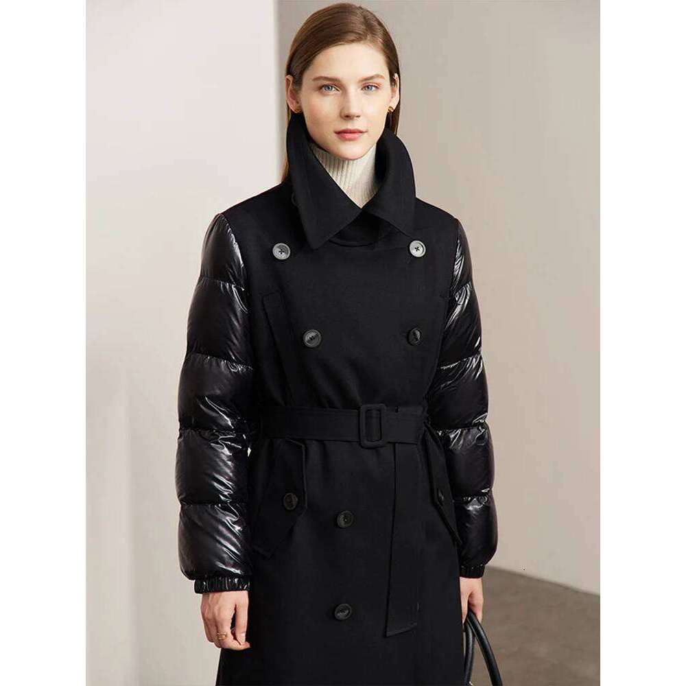 AMII Minimalism Down Jacket Women 2022 Winter New Warm Fashion Commuter Solid Double-Breasted Splicing Design Coats 12270525