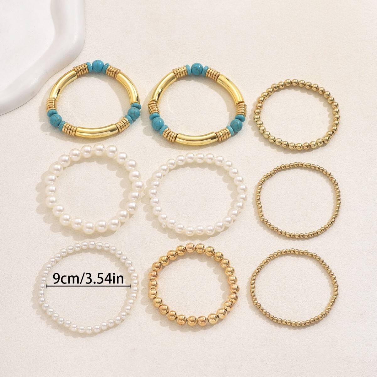 Wind for Women Handmade Woven Pearl Design Bracelet Multi-Piece Beaded Jewelry Set