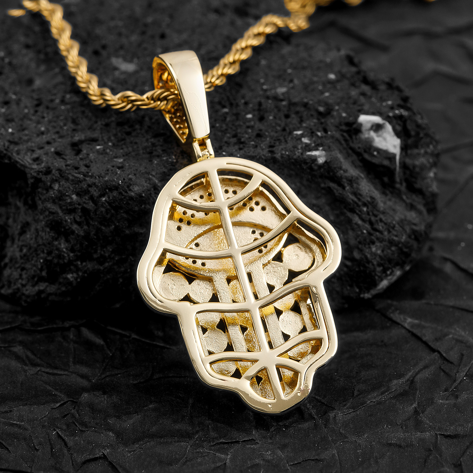 Luxury Moissanite Hip Hop Punk Hand Shape Pendant Full Iced Out Tennis Chain Premium Statement Necklace Pass the diamond tester