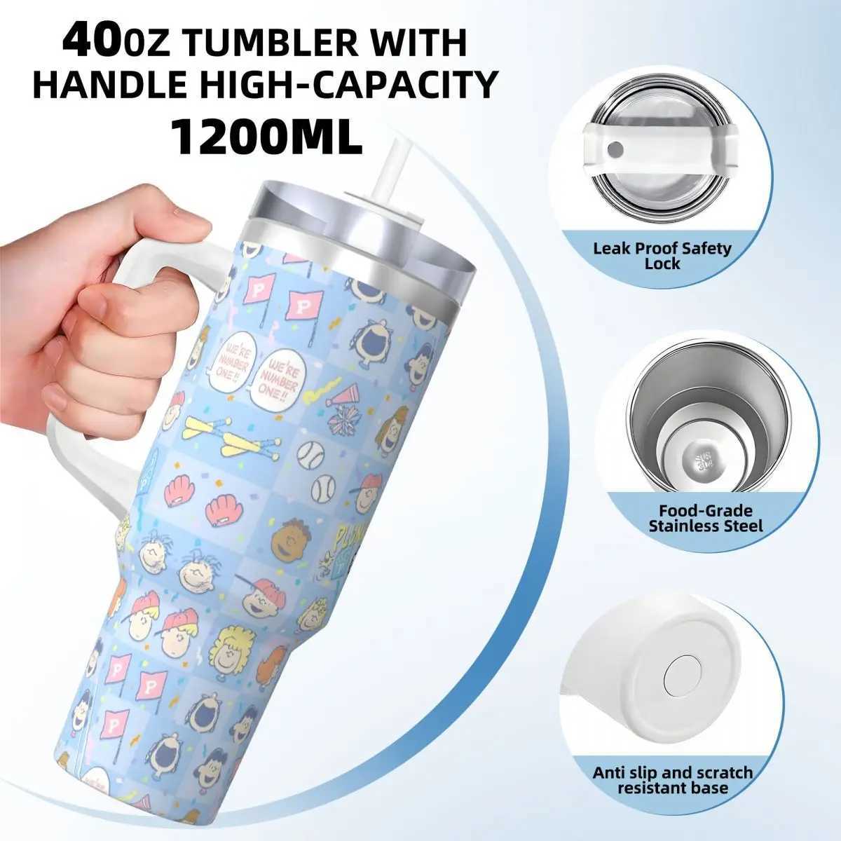 Stainless Steel Tumbler Peanuts Thermal Cups Cartoon Leakproof Hot Drinks MUgs Cup Driving Printed Water Bottle X250623