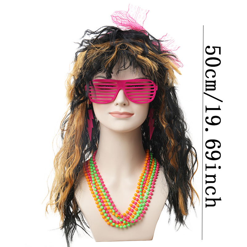 Mixed color flame retardant women's wig set curved wig 20 inches multi-color suitable for all occasions during the festival decoration