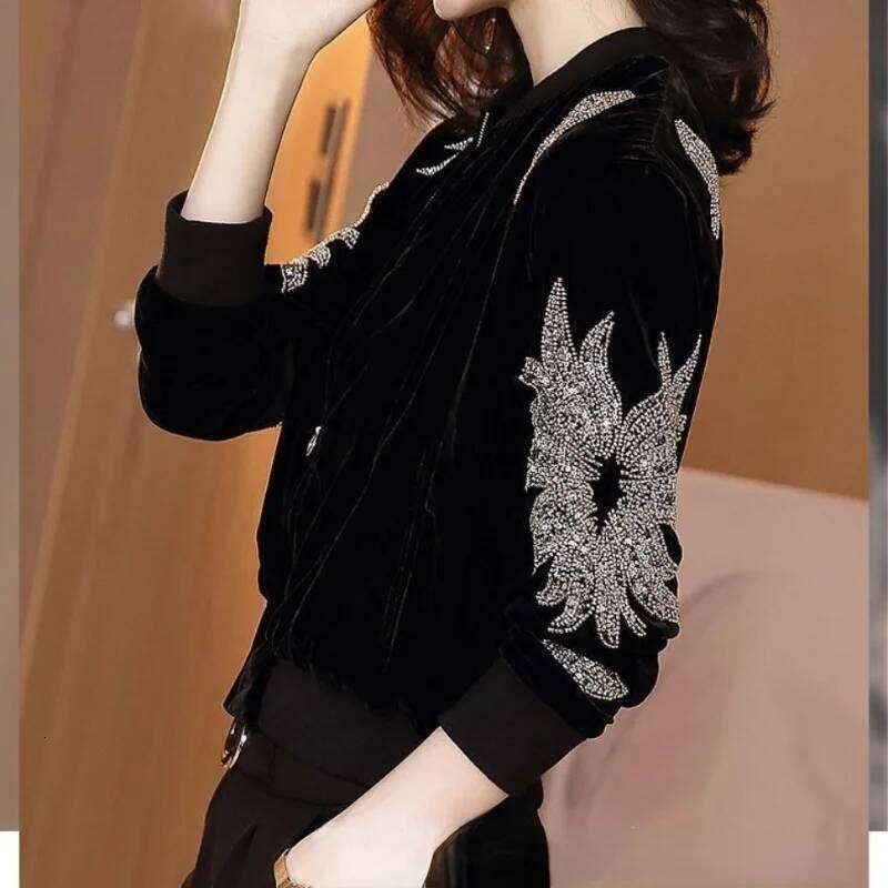 Designer Crop Jacket Woman Short Winter Coat Female 2024 Rhinestone Clothing Bomber Jackets Autumn Clothes Baseball Coats