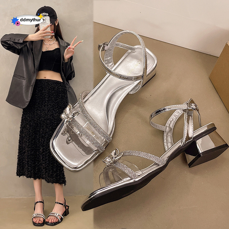 One-Strap High Heel Sandals Women, New Summer Style, Suitable for Dress, Elegant and Fashionable, Versatile, Chunky Heel, Roman Soft Sole ddmythur