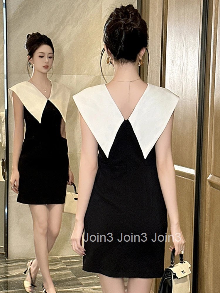 Women Clothes Sweet Lapel Sleeveless Slim Mini Short Pencil Dress Fashion Party Prom Vestidos Casual Formal Occasion Summer New