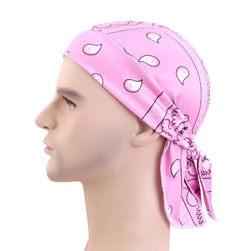 New Paisley Print Hip Hop Turban Cap Elastic Head Wraps Breathable Casual Durags Candy Color Durag Unisex Bandana Pirate Hats M250623