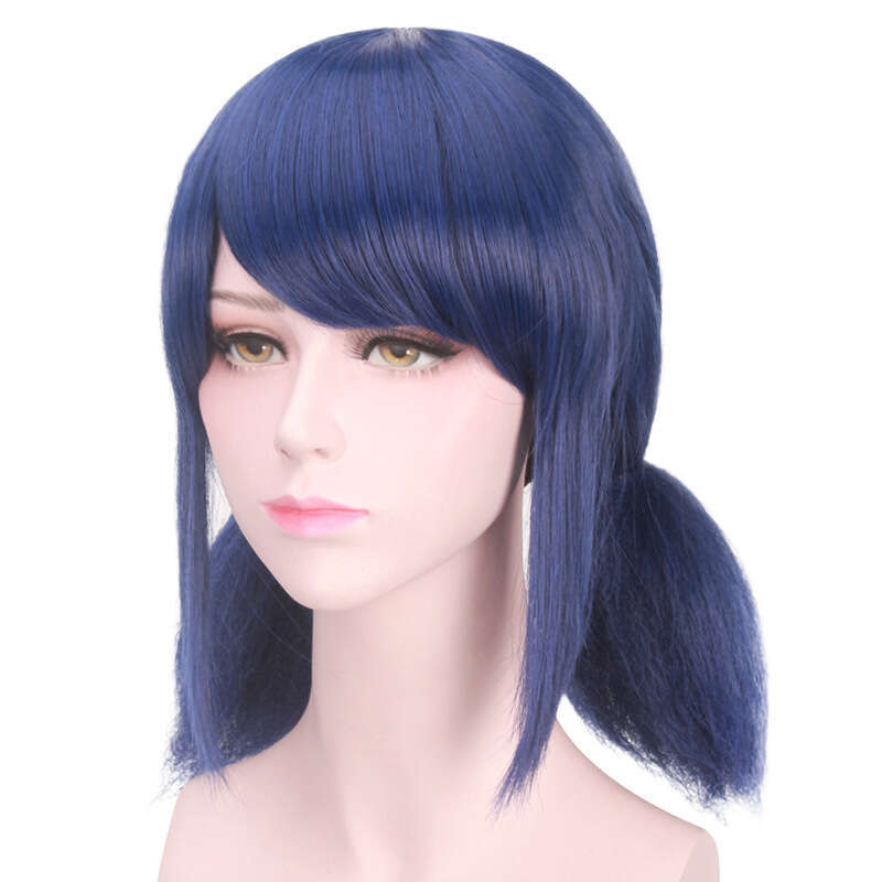 New Cosplay Ladybug Dark Blue Pigtails Girl Anime Wig