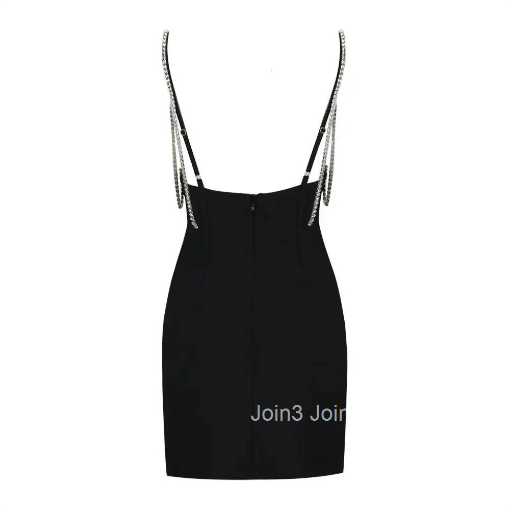 New Spring Womens Clothing Sequined Flashing Diamond Chain V-Neck Spaghetti Strap Bandage Dress Club Party Sexy Bandage Vestido