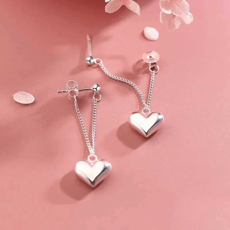 925 Sterling Silver Earrings for Women Cute Heart Long Chain Earring Prevent Allergy Earring Party Jewelry Accessories Gift XJ250623