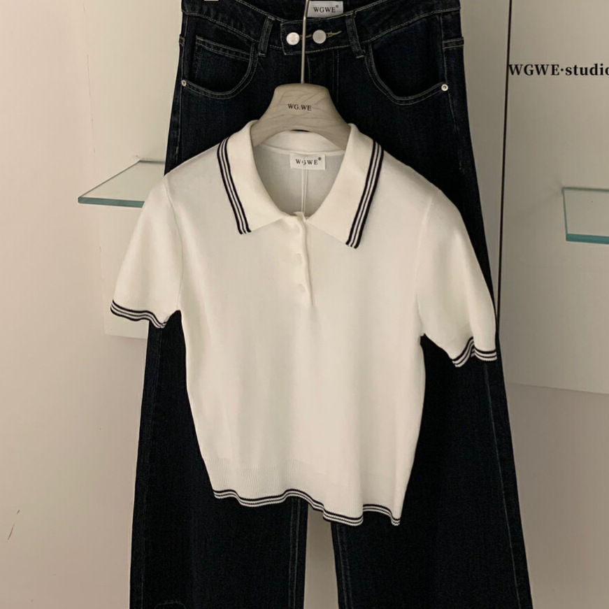 GC145 Short-sleeved sweater for women Spring and summer waist slimming short top