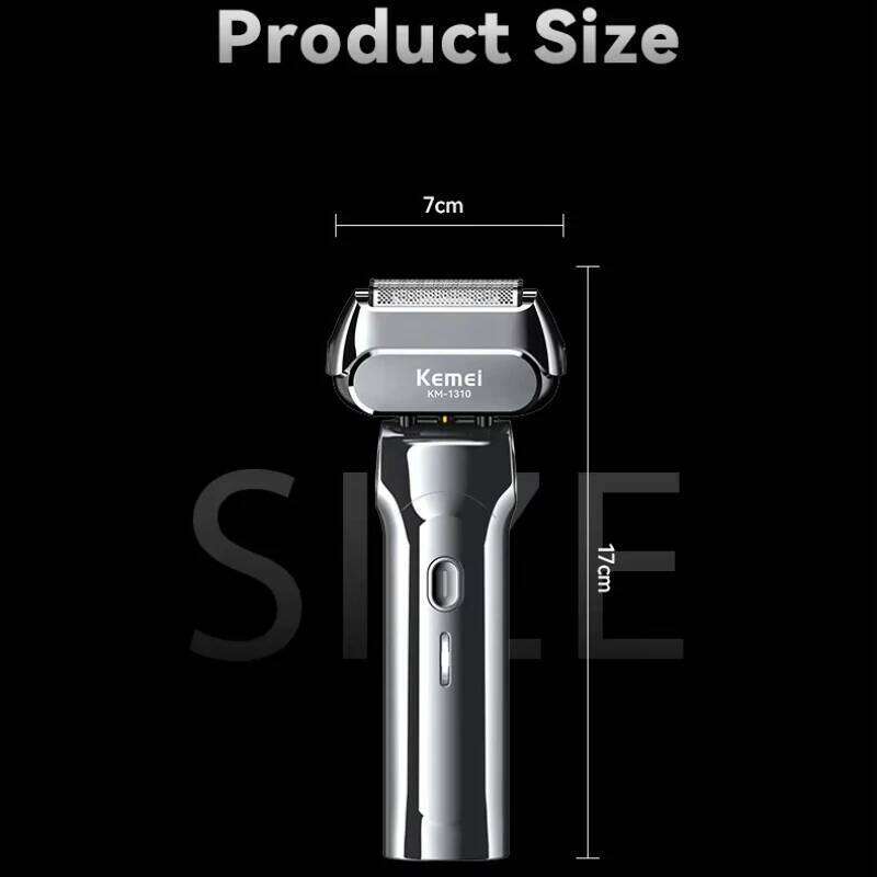 Kemei Km-1310 Rechargeable Men's Cordless Shaver, Reciprocating Independent 4-Blade System, Sharp & Efficient, Deep Shaving