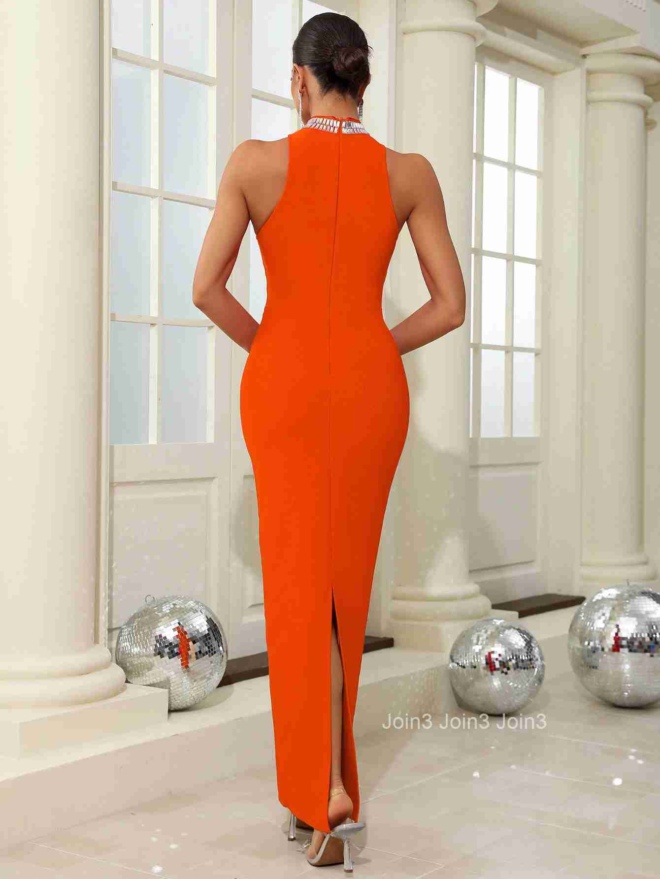 Fashion Celebrity Womens Clothing 2 Colors Sleeveless Diamond-encrusted Bandage Dress Chic Christmas Evening Party Long Skirt