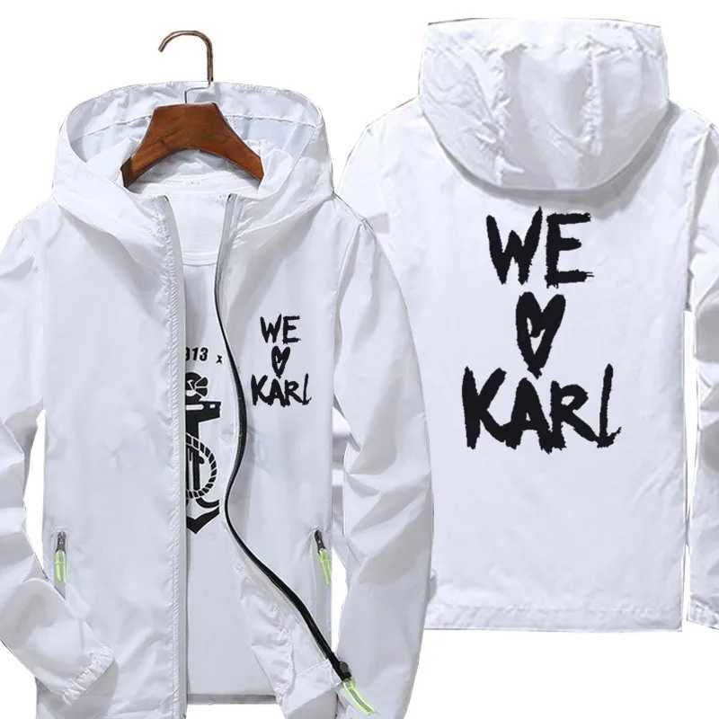 We Love Karls Hooded Mens Streetwear Jacket Thin Reflective Sunscreen Pilot Windbreaker Skin Sports Coat Oversized Mens T-shirt W250623