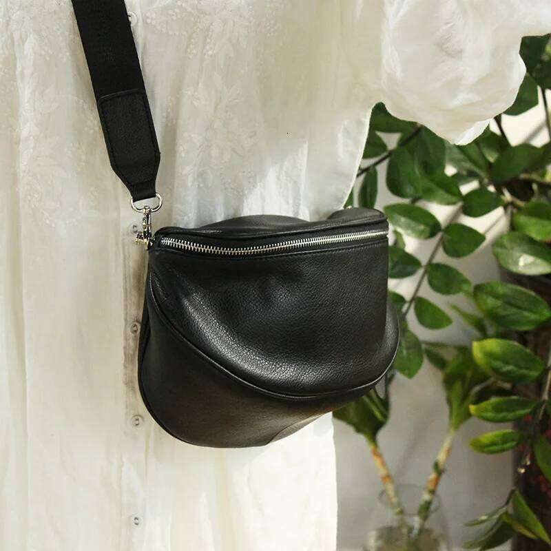 Designer Bag MESOUL Saddle Style Genuine Leather Women Chest Bag Fashion Hot Selling Multi-Functiona Solid Zipper Shoulder Bag&Crossbody Bags