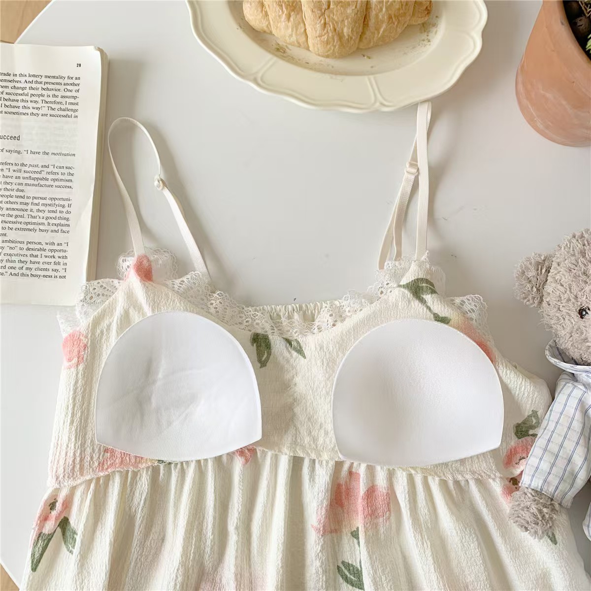 2025 women's models spring and summer sweet ins style halter mid-length loose nightgown female home dress tulips hot-sale products