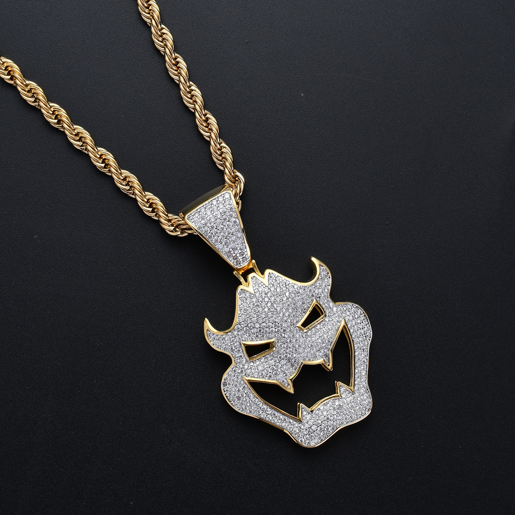 Luxury Men Hip Hop Iced Out Pendant Halloween Costume Mask Vampire Monster Pendant Moissanite Necklace Pass the diamond tester