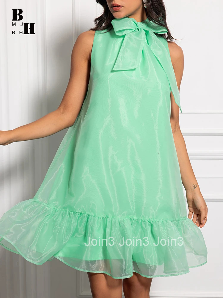 New Fashion Summer Lady Organza Vacation Beach Loose Dress Women Clothing Sweet Sexy Sleeveless Short Mini Party Prom Vestidos