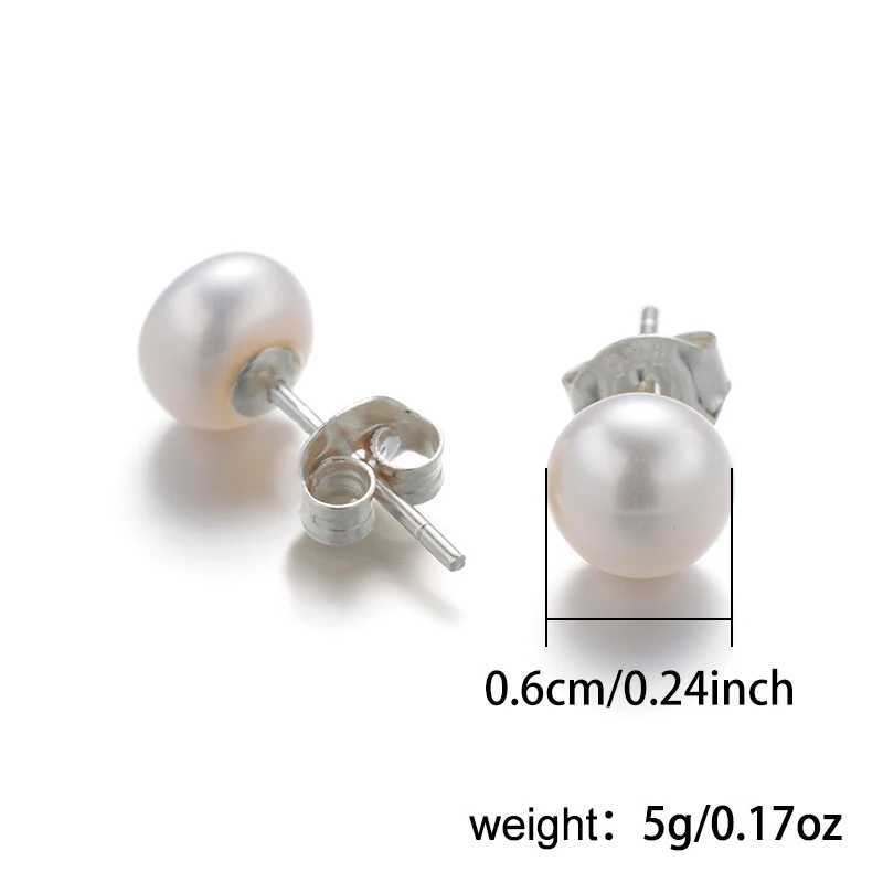 1 Pair of 6mm Elegant Handmade Pearl Earrings White Button Pearl Sterling Silver Stud Earrings For Women Suitable For Party GiftXJ250623