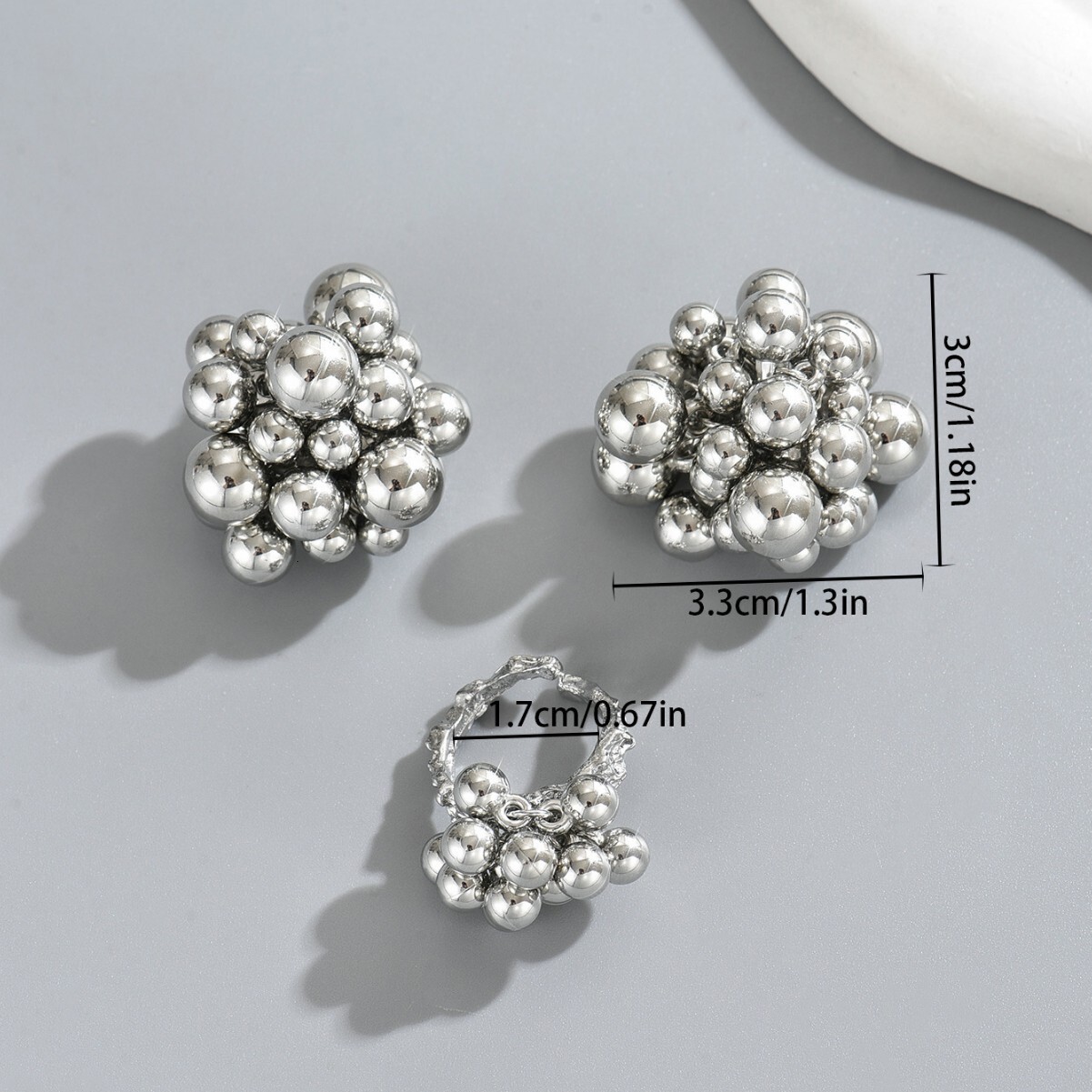 Metallic Style Women's Jewelry Beaded Earrings Open Ring High-end Feel