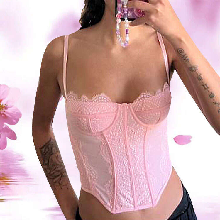 American Style Lace Embroidery Fishbone Nylon Sexy Tube Top Strap Hollow Out Backless Outerwear Bra for Women 2025 New Elegant Unique Clothing