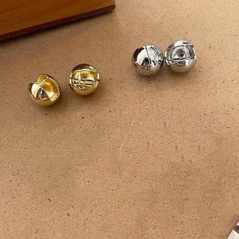 Punk Geometric Stud Earrings for Women Girls Fashion Half Metal Big Ball Round Earring Party Accessories Gifts XJ250623